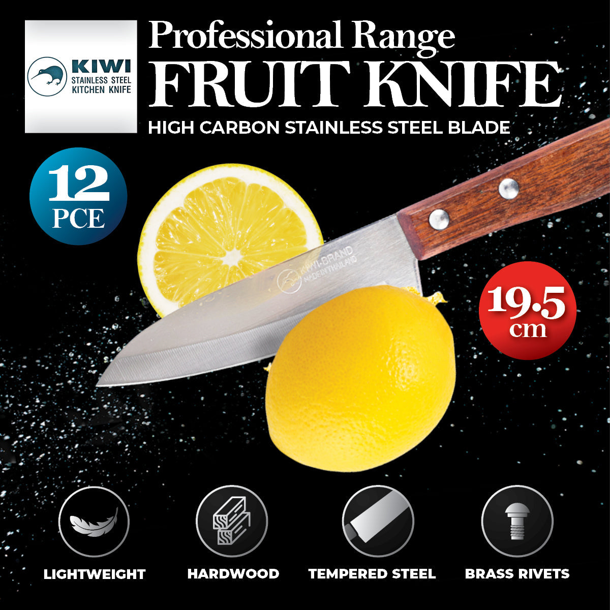 Kiwi 12pcs Stainless Steel Fruit Knife - 19.5cm - Notbrand