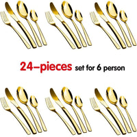 Stainless Steel Gold Cutlery Set - 24 Piece - Notbrand