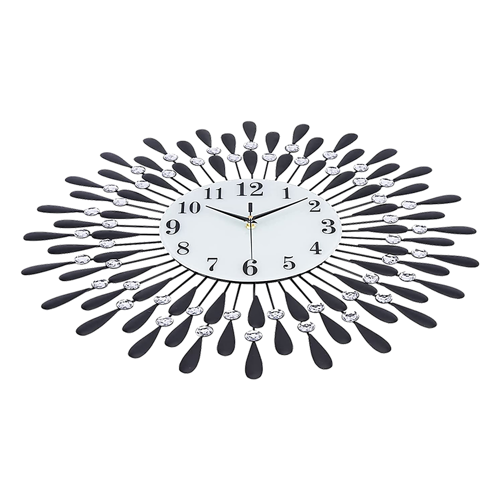 Luxury 3D Crystal Round Wall Clock in Metal - Large - Notbrand