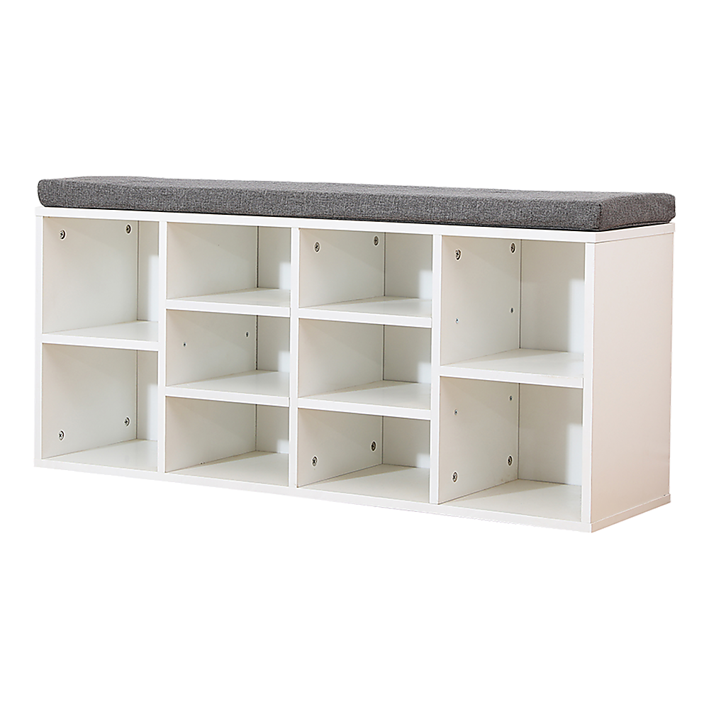 Fundiswa 10 Compartments Shoe Cabinet with Bench - White - Notbrand