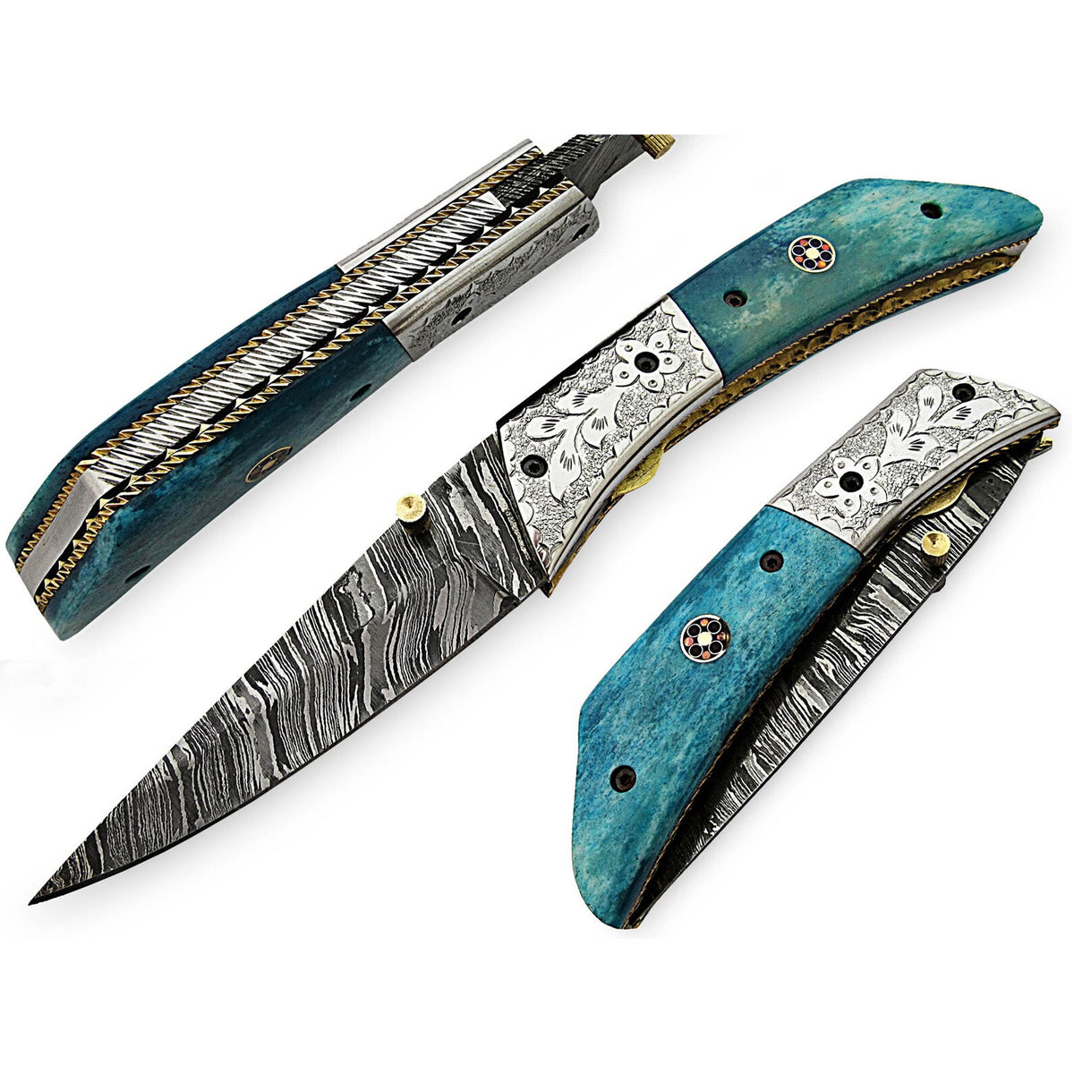 Veilios Damascus Steel Hunting Folding Knife - Notbrand