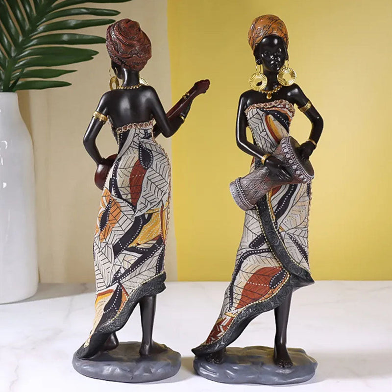 Vintage African Women Resin Sculpture Ornament - Range - Notbrand