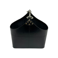 Virroris Leather Magazine Basket with Horse Bit Handle - Black - Notbrand