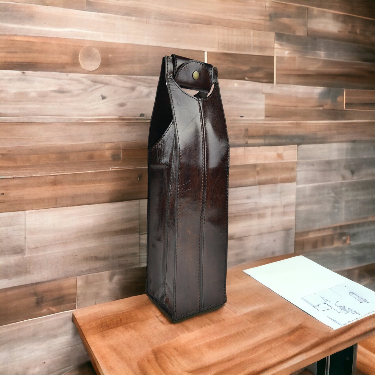 Lavatius Dark Leather Single Wine Holder - Notbrand
