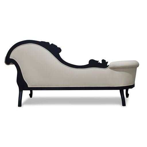 Warui Mindy Wood Right Hand Facing Chaise - Black - Notbrand