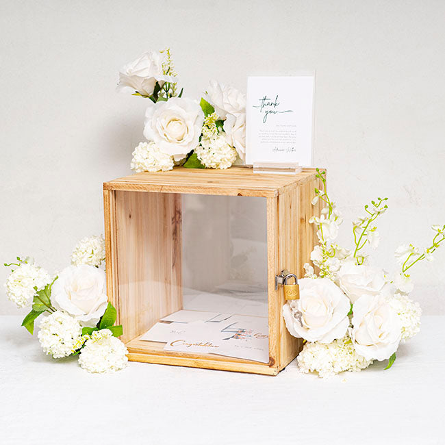 Wood & Acrylic Wishing Well Box in Natural - 30cm - Notbrand