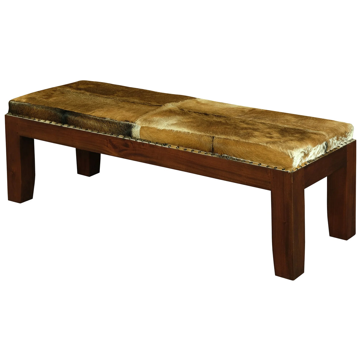Zocca Solid Timber Double Bench with Goat Hide Seat