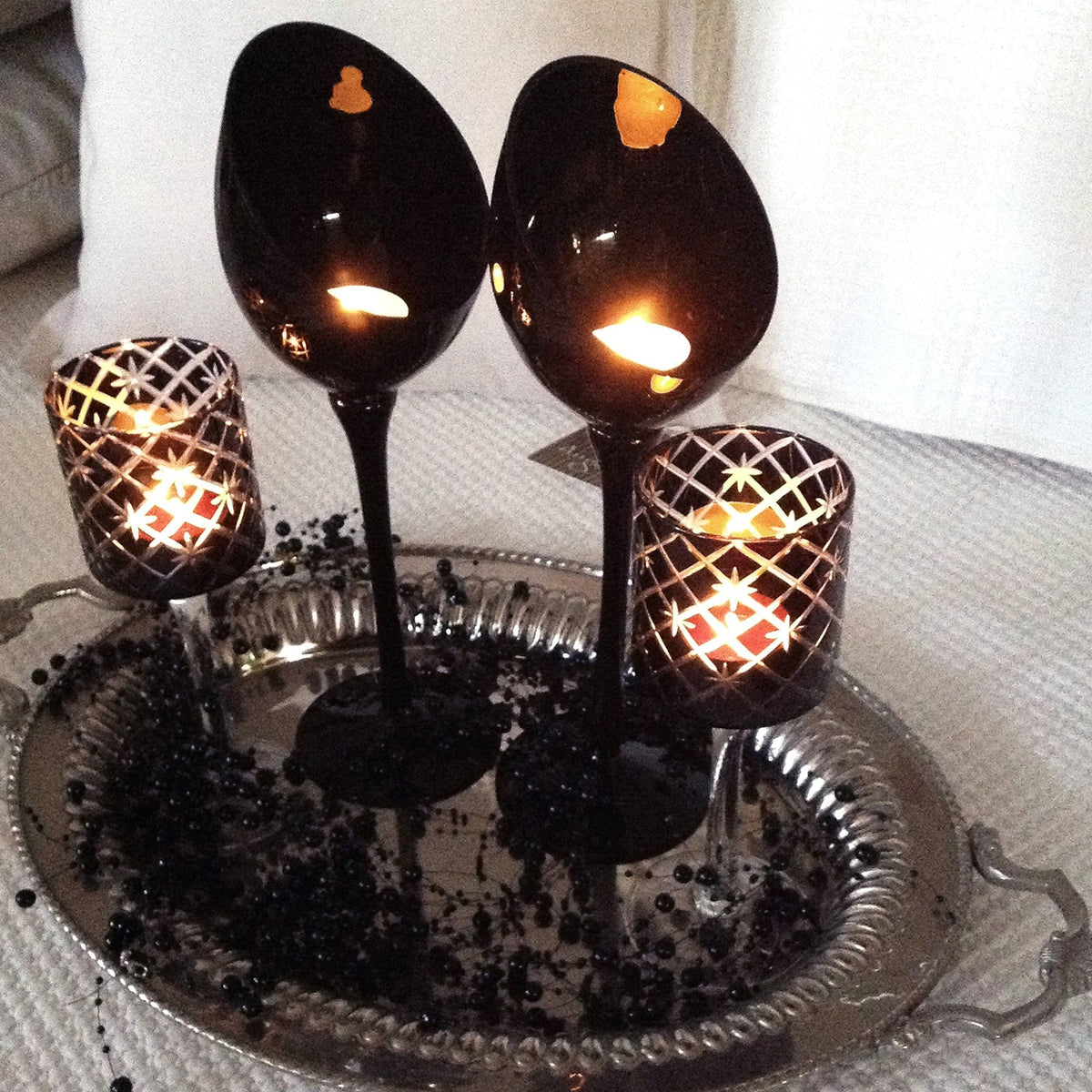 Hand Crafted Tealight Stand in Black - 30cm - Notbrand