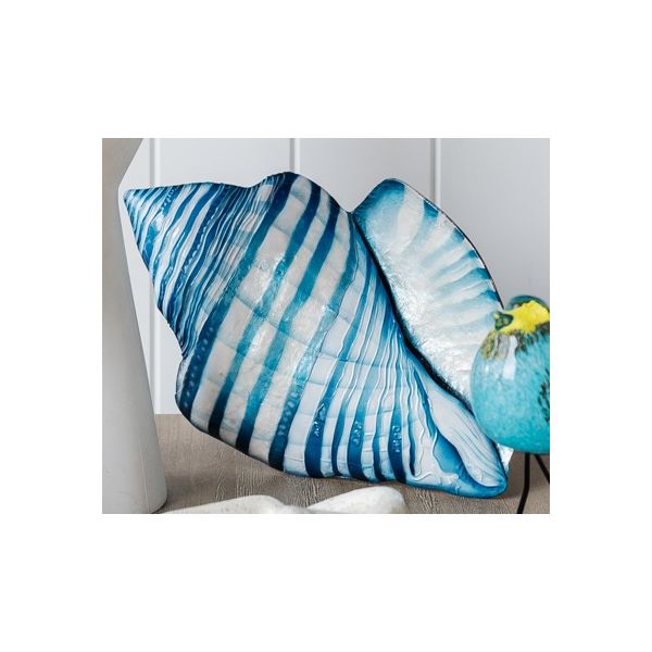 Set of 2 Capiz Queen Conch Shell Wall Art - Blue - Notbrand