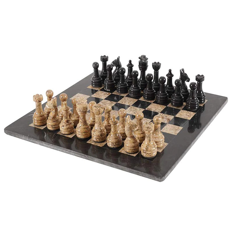 Obsidian Chess Set in Black & Coral - 38cm - Notbrand