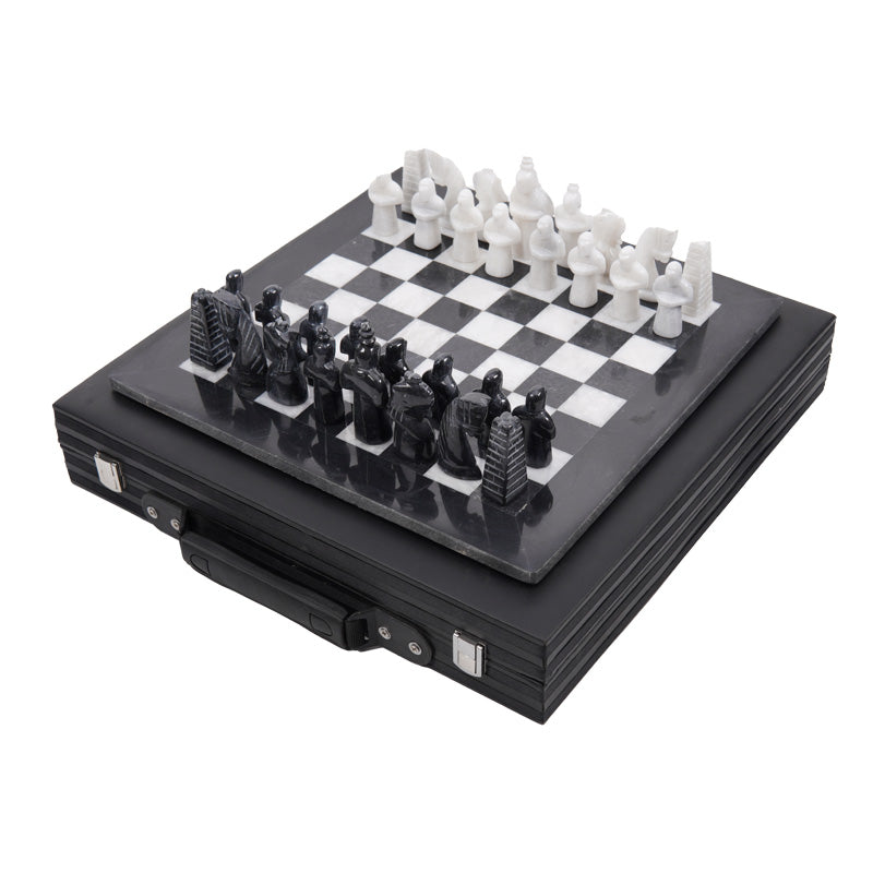 Opulent Special Edition Chess Set in Black & White - 38cm - Notbrand
