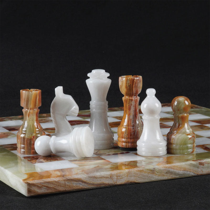 Enigma Chess Set in Green & White - 30cm - Notbrand