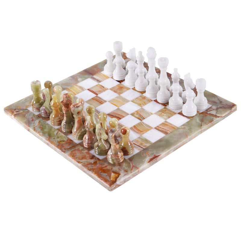 The Royale Chess Set in Green & White - 38cm - Notbrand