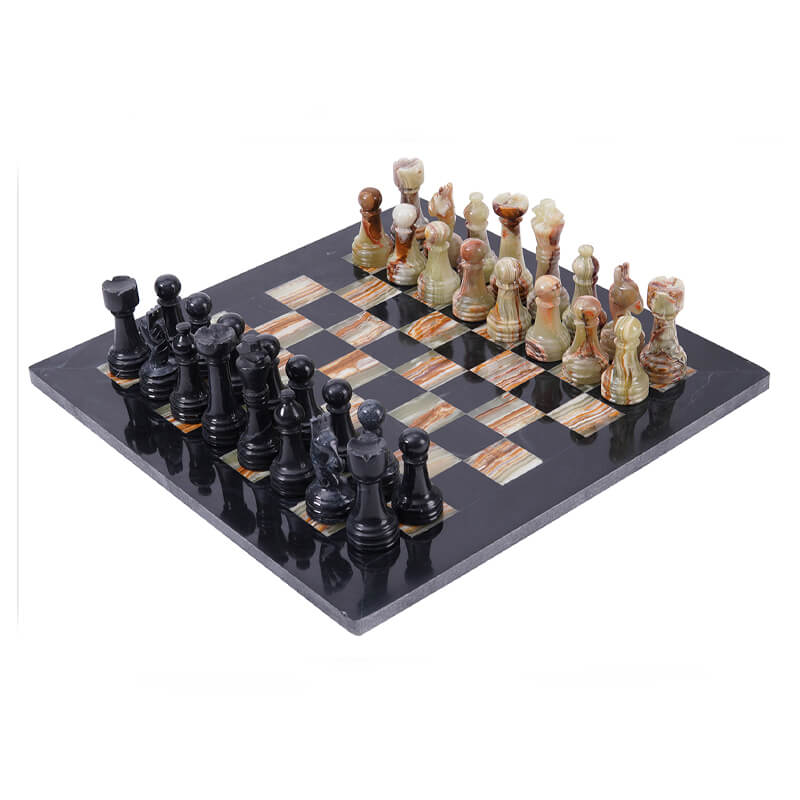 The Royale Chess Set in Black & Green - 38cm - Notbrand