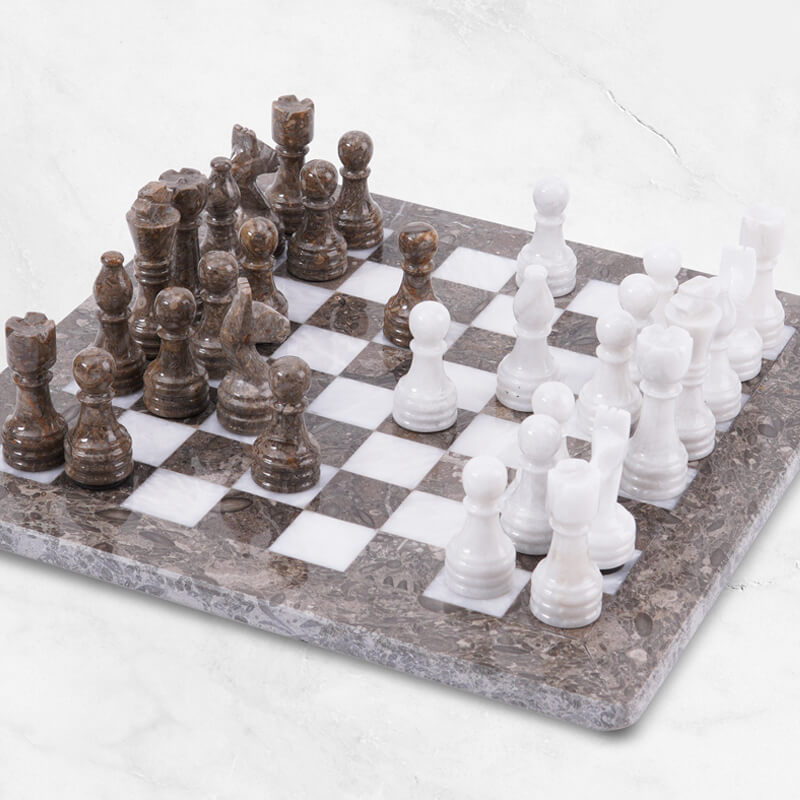 Enigma Chess Set in Oceanic & White - 30cm - Notbrand