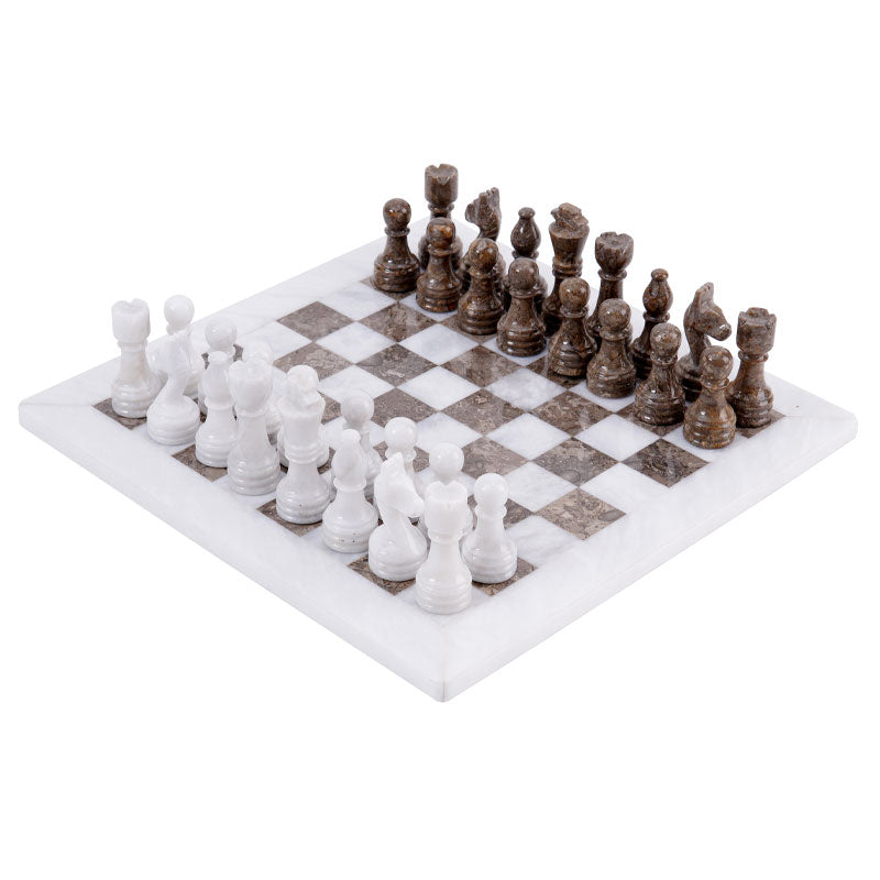 Enigma Chess Set in White & Oceanic - 30cm - Notbrand