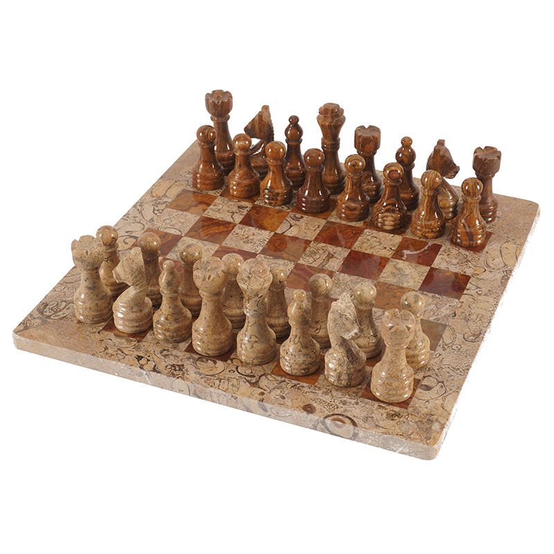Regal Chess Set in Coral & Red - 30cm - Notbrand