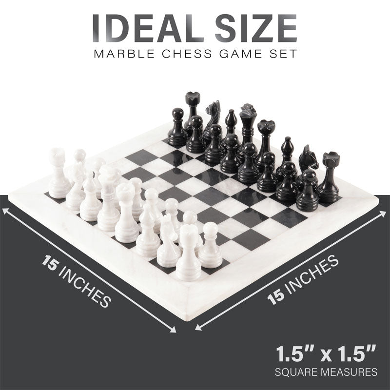 The Royale Chess Set in White & Black - 38cm - Notbrand