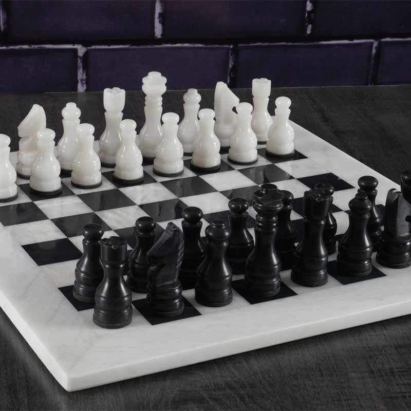 Enigma Chess Set in White & Black - 30cm - Notbrand