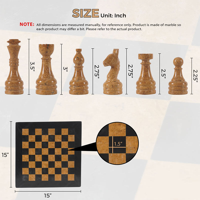 The Royale Chess Set in Black & Golden - 38cm - Notbrand