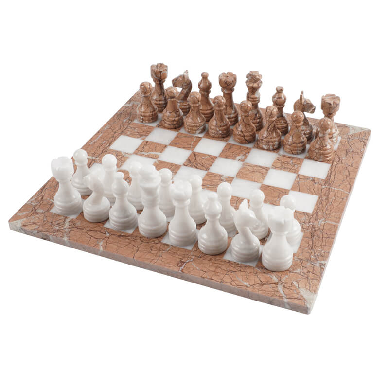Obsidian Chess Set in Marinara & White - 38cm - Notbrand