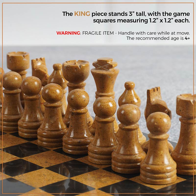 Regal Chess Set in Black & Golden - 30cm - Notbrand