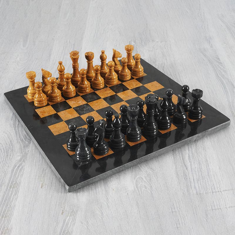 Obsidian Chess Set in Black & Golden - 38cm - Notbrand
