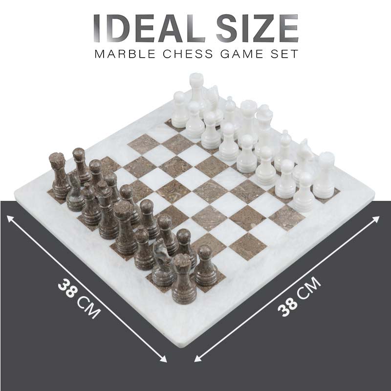 The Royale Chess Set in White & Oceanic - 38cm - Notbrand