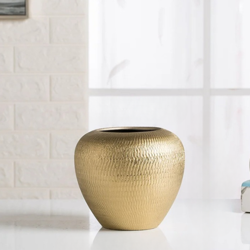 Gilded Electroplated Ceramic Vase in Gold - Range