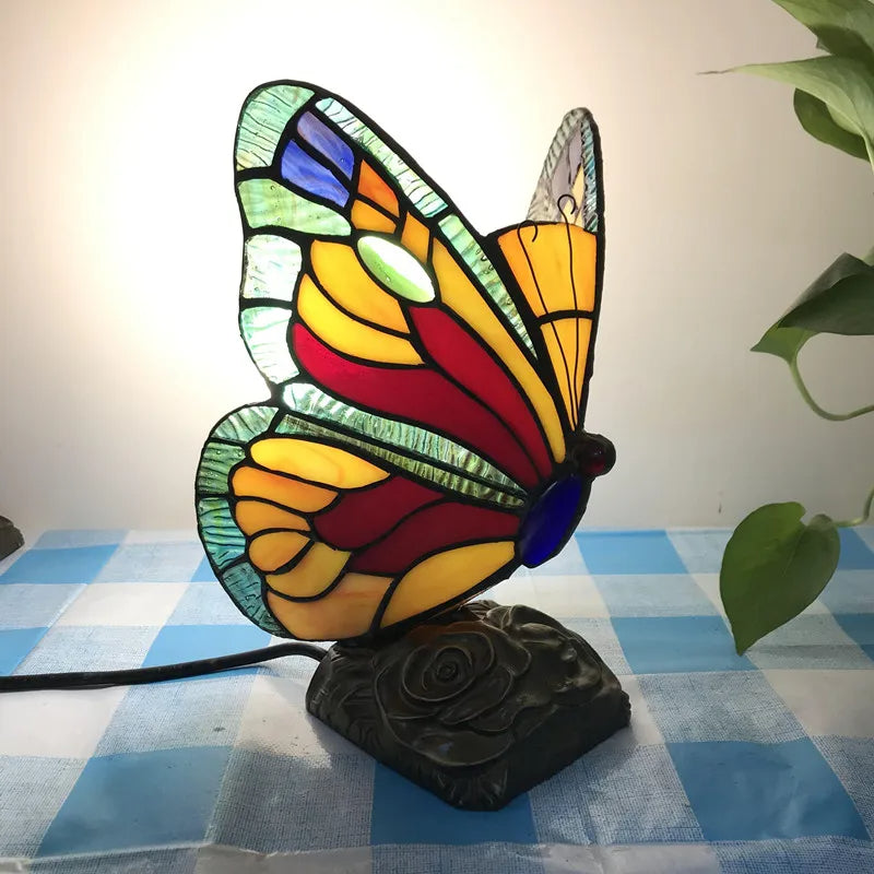 Enchanting Flutter Stained Glass Butterfly Lamps - Notbrand