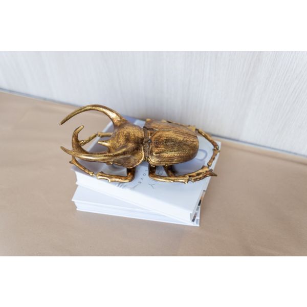 Set of 2 Polyresin Rhino Beetle Figurine - Gold - Notbrand