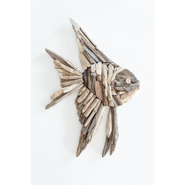 Set of 2 Angel Fish Driftwood Wall Art - 37.5cm - Notbrand