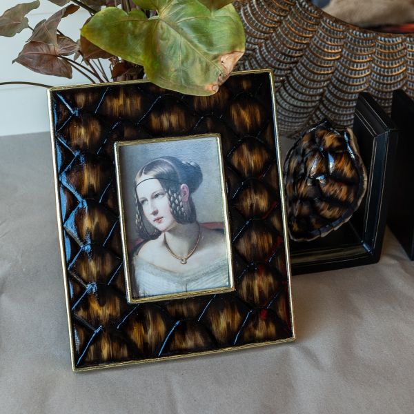 Set of 2 Toni Faux Turtle Shell Picture Frame - Dark Brown & Black - Notbrand