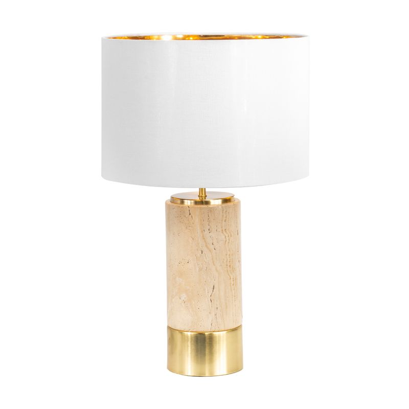 Paola Travertine Table Lamp - White Shade - NotBrand