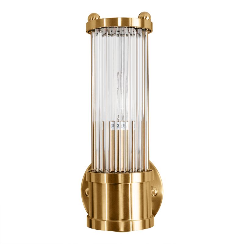 Hunter Metal & Glass Tube Wall Sconce in Brass - Short