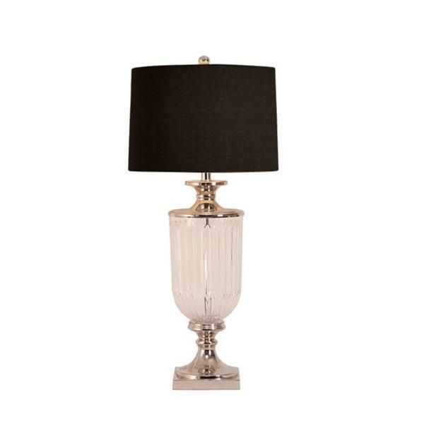 Bellevue Glass Lamp with Black Linen Shade - Nickel - Notbrand