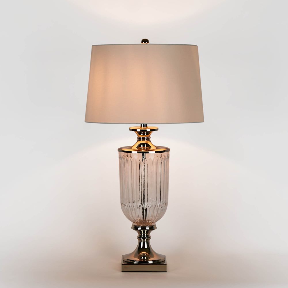 Bellevue Glass Lamp with Natural Linen Shade - Nickel - Notbrand