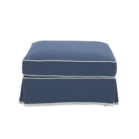 Noosa Ottoman Slip Cover with White Piping - Navy - Notbrand