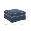 Noosa Ottoman Slip Cover with White Piping - Navy - Notbrand