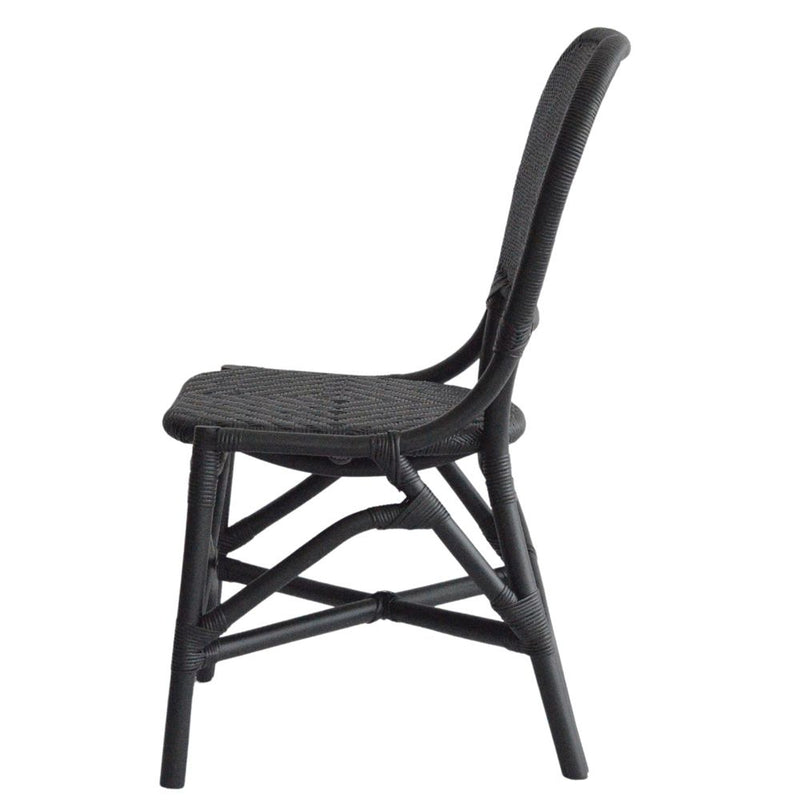 Fresno Curved Back Rattan Dining Chair - Black - Notbrand