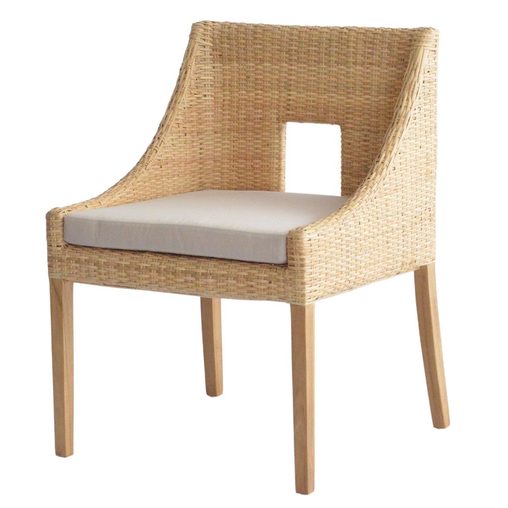 Wainscott Rattan & Timber Dining Chair - Natural - Notbrand
