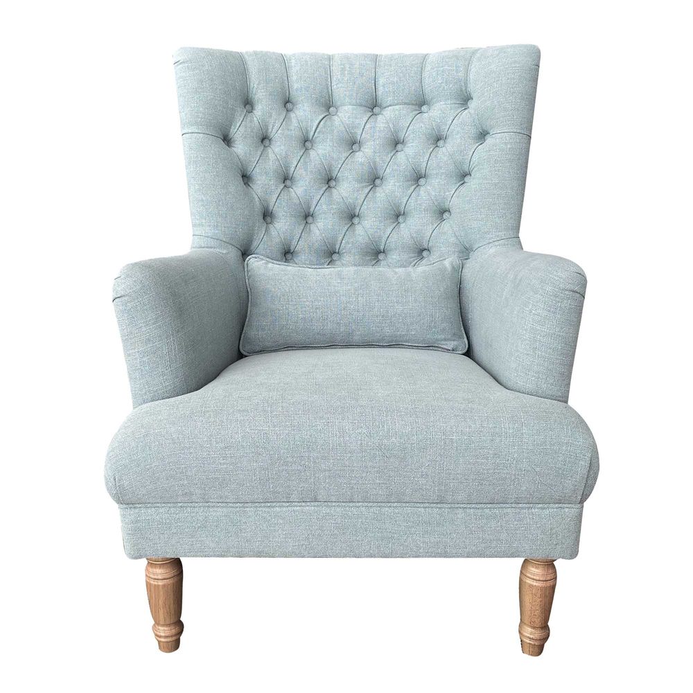 Bayside Pistachio Button Tufted Winged Armchair - Green - Notbrand