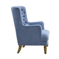 Bayside Slate Button Tufted Winged Armchair - Blue - Notbrand