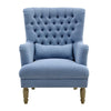 Bayside Slate Button Tufted Winged Armchair - Blue - Notbrand