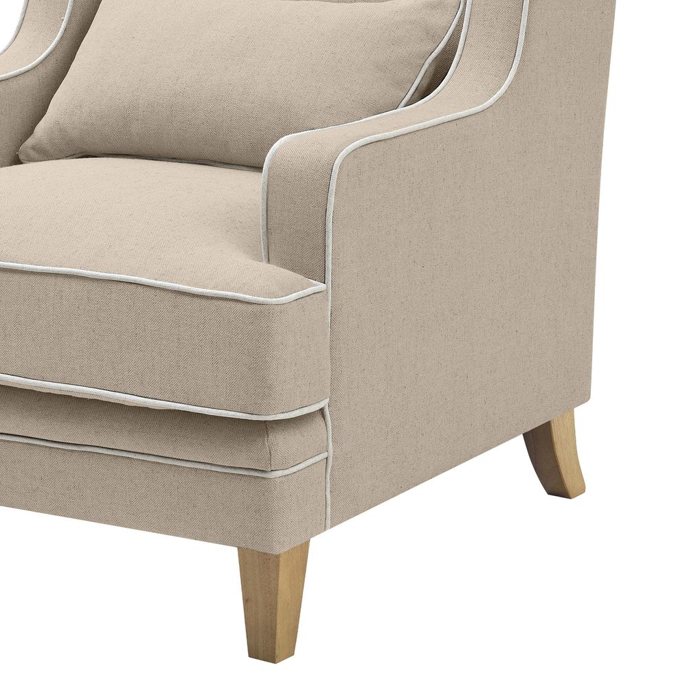 Bondi Armchair with White Piping - Natural - Notbrand