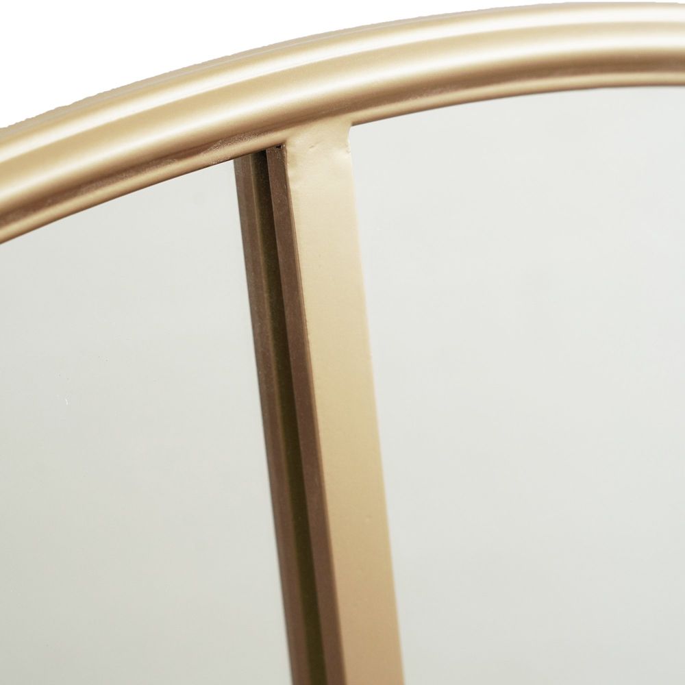 Amelia Rimmed Round Paned Mirror in Gold - 120cm - Notbrand