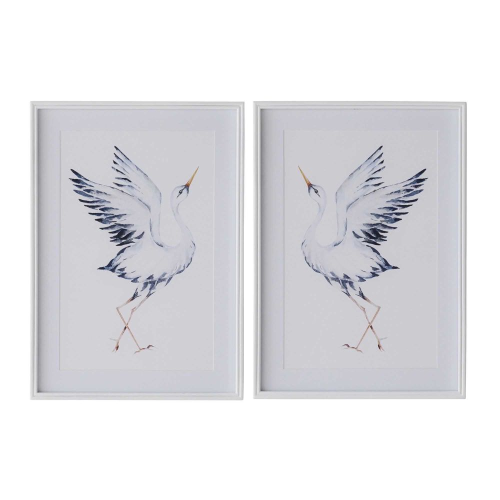 Splendid Storks in White Frame - Set of 2 - Notbrand