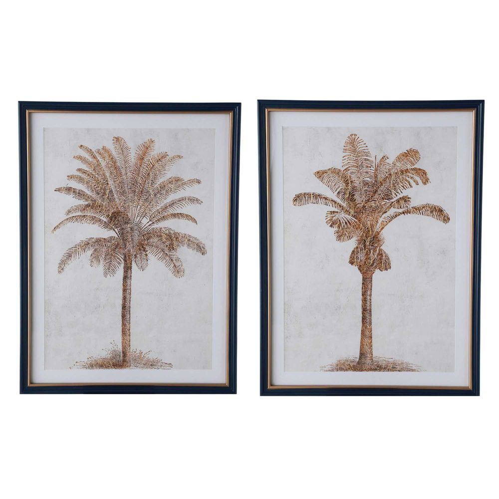 Luxe Golden Palms in Navy Frame with Gold - Set of 2 - Notbrand
