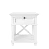West Beach Oak Wood Bedside Table - White - Notbrand