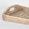 Paume Rattan Rectangle Tray in White Wash - Set of 2 - Notbrand